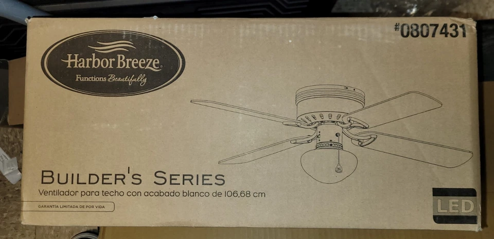 Harbor Breeze Ceiling Fan 42-inch White Finish 0807431 - Brand New! - Image 1 of 1
