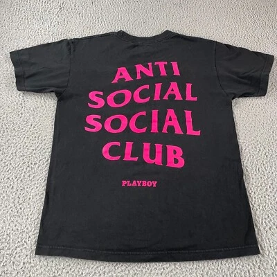 Camiseta Anti Social Social Club Negra Playboy Bunny Talla Mediana Rosa Camiseta Gráfica Foto 1 de 4