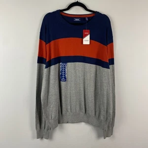 Izod Fieldhouse Sweater Mens XXL Navy Blue Red Gray Cotton Wool Pullover - Picture 1 of 10