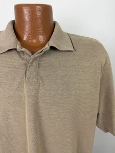 Vintage Ribbed Polo Shirt Men XL Tight Beige Minimal Pima Cotton Blend Claiborne - Picture 1 of 20
