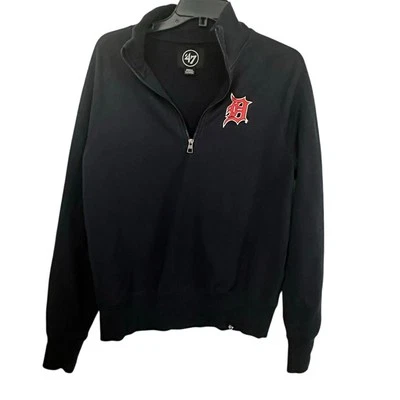 Sudadera corta 47 Brand para mujer azul Detroit Tigers 1/4 cremallera cuello falso talla S Foto 1 de 4