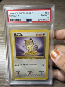 Pokémon 1999 Jungle Meowth PSA Graded 8 - Picture 1 of 7
