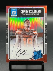 2016 Donruss Optic Corey Coleman #161 Rated Rookie Red Prizm Auto/50 RC - Foto 1 di 2