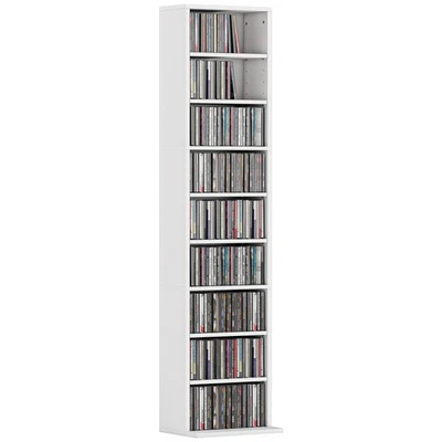 HOMCOM Scaffale Porta CD con 6 Ripiani Regolabili per 260 CD/120 DVD Bianco - Immagine 1 di 4