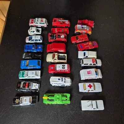 Hot Wheels And Others Lot Of 26 Police Fire Rescue Vehicles Die Cast And Plastic - Image 1 of 4