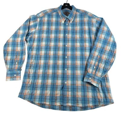 Camisa Bills Khakis Para Hombres 2XL Azul Naranja A Cuadros Calce Clásico Algodón con Botones Foto 1 de 4