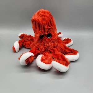 Streichelzoo orangefarbener Oktopus Plüschtier 7 Zoll weiß blau glitzernde Augen Stofftier Spielzeug - Bild 1 von 8