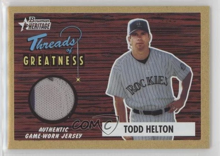 2004 Bowman Heritage Threads of Greatness Gold /55 Todd Helton #TG-TH HOF - Image 1 of 2