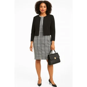 Calvin Klein Damen Glen Plaid Etuikleid Größe 12 Kurzarm Workwear - Bild 1 von 7