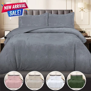 Luxus Samt gesteppte Tagesdecke & Kissenbezüge Double King Super King Size weich - Bild 1 von 10