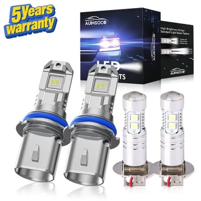 For Mercedes-Benz 420SEL 1986-1991 LED Headlight 9004 H3 Hi/Lo Beam + Fog Lights - Image 1 of 4