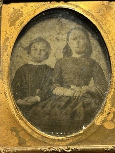 Antikes Gehäusebild - Ambrotyp von kleinen Kindern - 1/6. Platte - Bild 1 von 7