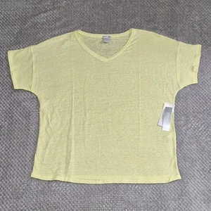 Chico’s Easy Linen Tee Size 2 Large Pale Lime Short Sleeve Coastal T-Shirt New - Picture 1 of 7