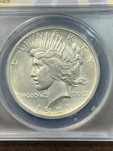 ANACS AU55 1921 PEACE DOLLAR BRIGHT WITH GREAT LUSTER - Picture 1 of 3