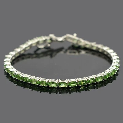 5X3MM Natural Tsavorite Green Garnet 925 Sterling Silver Tennis Bracelet Jewelry - Imagem 1 de 4