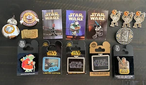 Disney Pin Lot Of 15 Star Wars Pins - Yoga BB-8 Chewbacca Mickey Rey Han Solo - Picture 1 of 7