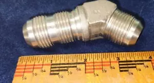 SURPLUS AN 837-12J 3/4" FLARED TUBE AIRCRAFT STAINLESS 45deg ELBOW BULKHEAD NEW - Picture 1 of 1