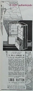 PUBLICITE LOUIS VUITTON MALLE ARMOIRE TIROIR SECRETAIRE VOYAGE DE 1928 FRENCH AD - Foto 1 di 1