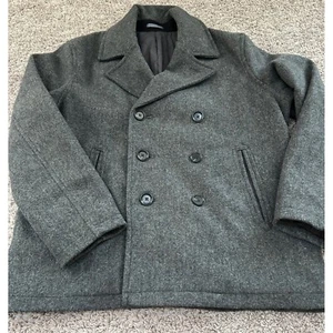 Old Navy Wool Blend Pea Coat Double Breasted Gray Jacket XL - Picture 1 of 8