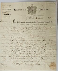 Lettre à en-tête 1811 du 25ème Légion 49ème Escadron, Gendarmerie Impériale ROER