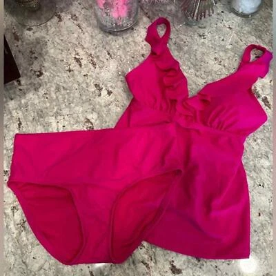 Pink 2 Piece Tankini / Bathing Suit Bottom Set - Size Medium NWT - Image 1 of 4