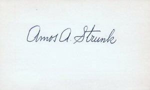  Amos Strunk 1908 Philadelphia (Dec. 1979) Signed 3x5 Index Card with JSA COA