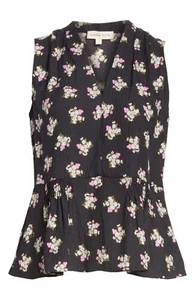 REBECCA TAYLOR Mini Rosa Peplum Silk Blouse, Size 4 - Picture 1 of 12