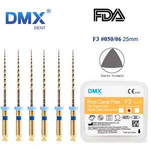 6pc Endodontic Dental Endo NITI Files F3 25mm Gold Taper Root Canal Rotary Files - Imagen 1 de 2