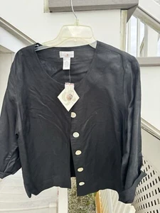 Preswick And Moore Linen Blend Blouse 1X - Picture 1 of 6