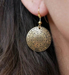 Ohrringe Orientalischer Tanz Bollywood Sari Hippie Baba goldfarben Indien n15 - Bild 1 von 2