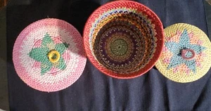 3 Woven Baskets By Louis Ludwig, 3 diff sizes, 2 with lids, beautiful - Picture 1 of 9