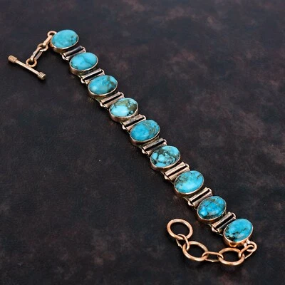 Womens day Sale Tibetan Turquoise Gemstone Chain Wedding Bracelet Jewelry Copper - Image 1 of 4