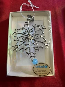 HALLMARK UNICEF Ornament Collectible Silver Color Snowflake Blue Bead NEW  - Picture 1 of 8