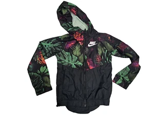 Nike Girls Hoodie Windbreaker Floral Full Zip Jacket Coat Medium 7/8 - Picture 1 of 2