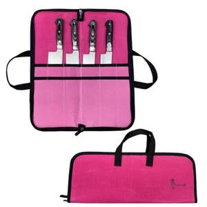 Bolsa de cuchillos con cremallera de lona encerada rosa de 19 pulgadas - Estuche organizador de herramientas solo sin cuchillos - Imagen 1 de 4