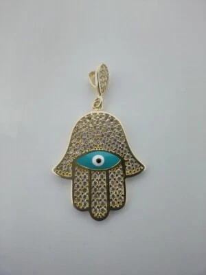 14K Gold HAMSA oder HAND DER FATIMA Anhänger einer der stärksten Talismane 14K. - Bild 1 von 3