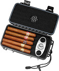 Humidor Travel Cigar Case Portable Cigar Box With Humidifier & Cigar Cutter Humi