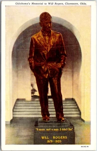 Estatua conmemorativa de Will Rogers Claremore OK postal Oklahoma - Imagen 1 de 2