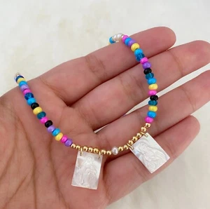 Mother of pearl scapular necklace religious necklace catholic gifts Virgin Mary - Picture 1 of 6
