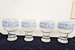 Qty 4 Cera Glass - Etruscan Frieze Barware - 5 3/8" Stout Glasses-HTF - Picture 1 of 4
