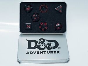 Dungeons & Dragons Adventurer Dice 7 Die Set in D&D Metal Storage Tin Case