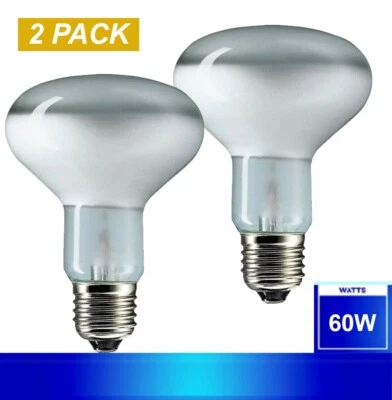 2 x 60W Incandescent R80 Reflector Light Globes Bulbs Screw E27 Dimmable ES - image 1 of 2