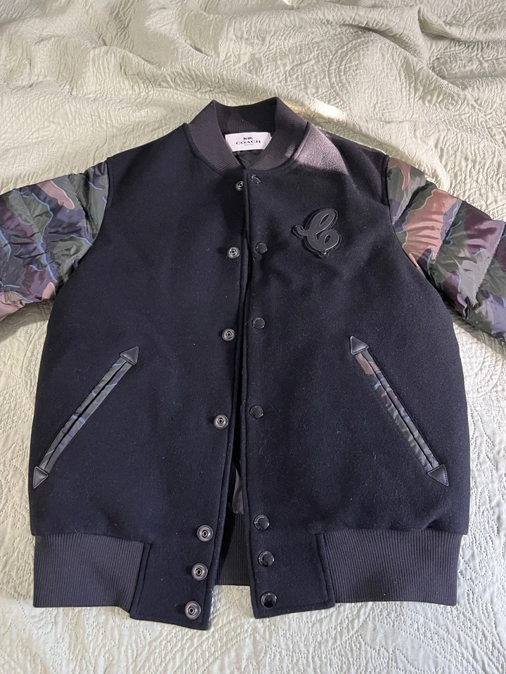 New Coach Jacket Men’s Small Wool Leather Nylon Bomber Varsity Aviator Letterman - Image 1 of 4