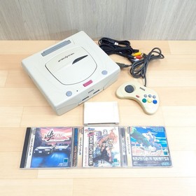 SEGA SATURN CONSOLE bundle with 3 games, 1 controller & memory Japan White