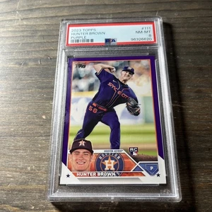 2023 Hunter Brown Topps Purple Rookie Card PSA 8 - Picture 1 of 4