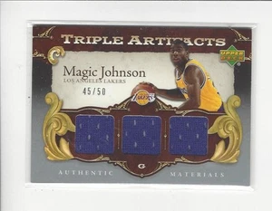2007-08 Artifacts Triple Jerseys Magic Johnson JERSEY Lakers/50 - Imagen 1 de 2
