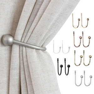 2Pcs Metal Window Curtain Holdbacks Drapery Tieback Hooks Wall Mounted Holder - Picture 1 of 31