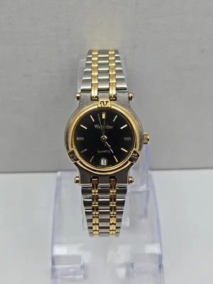 Valentino Womens Two Tone Quartz Watch Black Dial Date 24 mm 2432015 New Battery - Image 1 of 4