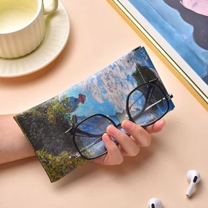 Automatic Closing Sun Glasses Case Monet Oil Painting Cosmetic Bag Girl - Photo 1/6