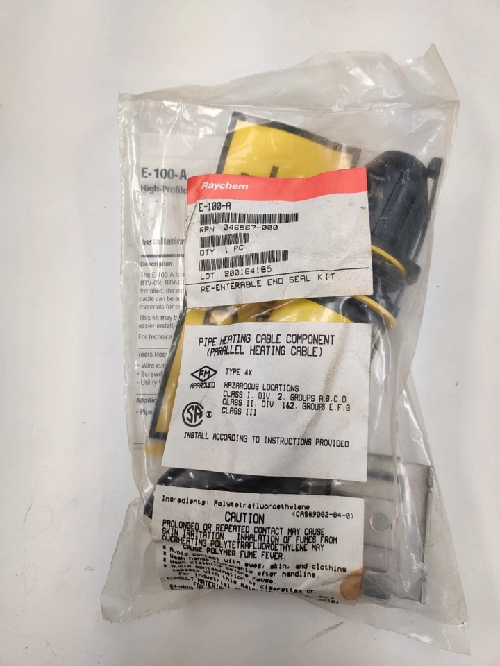Raychem E-100-A, 480 VCA, aplicado en frío, kit de sellado final para cable de calefacción, 1 pieza Foto 1 de 1